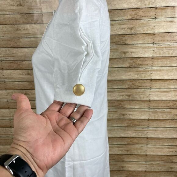 Vintage Patty O'Neil White and Blue Button Down Pleated Bottom Dress.sz 6 - Picture 6 of 8